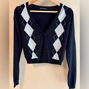 Brandy Melville Navy Argyle Elizabeth sweater